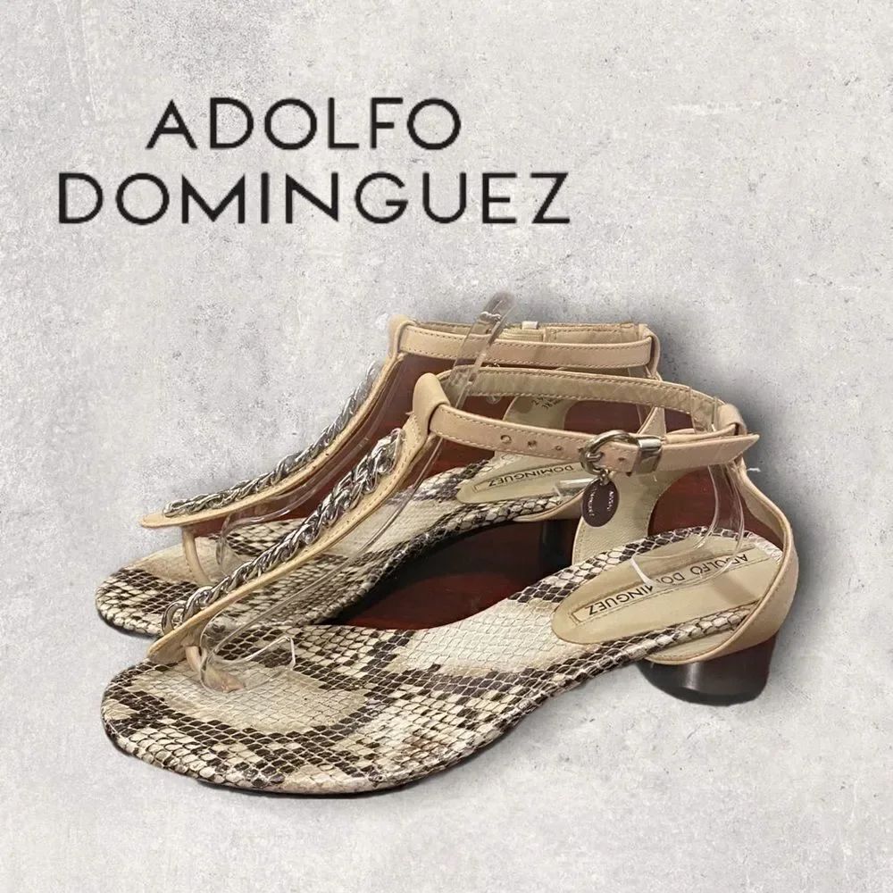 Adolfo Dominguez Snake Chain Thong Sandals 38 7.5 - Picture 1 of 6